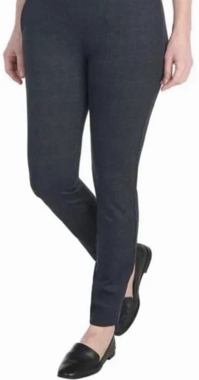 Dalia Tummy Control Pant Adult Womens Large Navy Plaid Mid Rise 29" Inseam